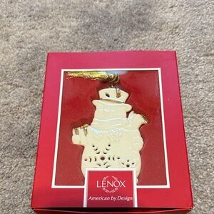 Lenox Gold and Cream Snowman Ornament